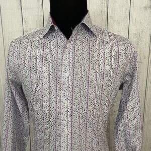 Bristol & Bull Men's Large Fitted Purple Geometric Long Sleeve Button-Down Shirt